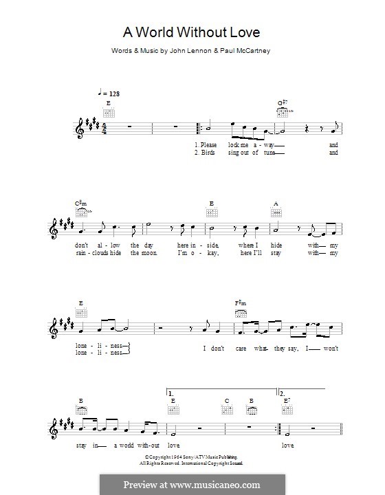 World without Love (The Beatles): Melodie, Text und Akkorde by John Lennon, Paul McCartney