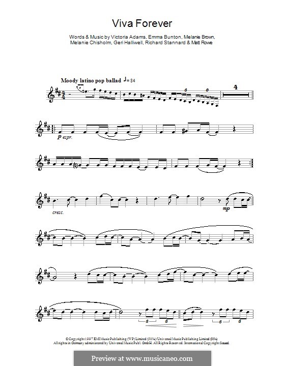 Viva Forever (The Spice Girls): Für Altsaxophon by Emma Bunton, Geri Halliwell, Matt Rowe, Melanie Brown, Melanie C, Richard Stannard, Victoria Adams