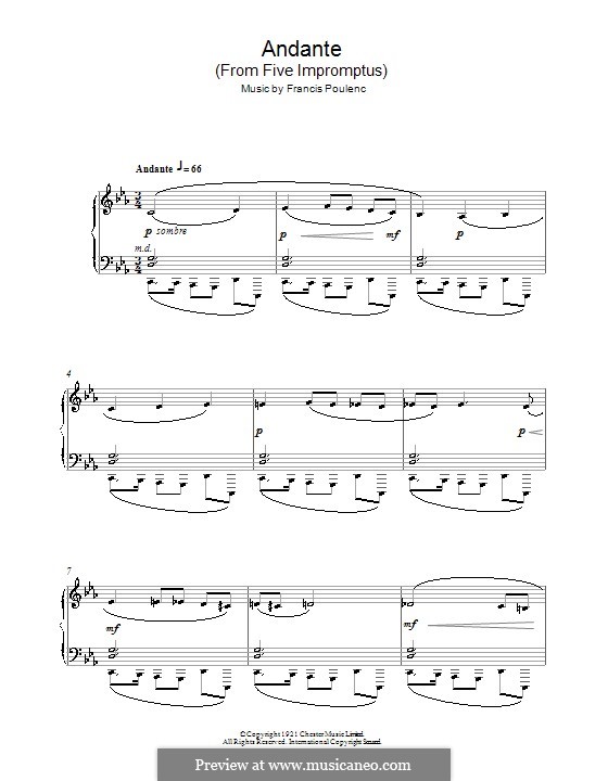 Five Impromptus: V. Andante by Francis Poulenc