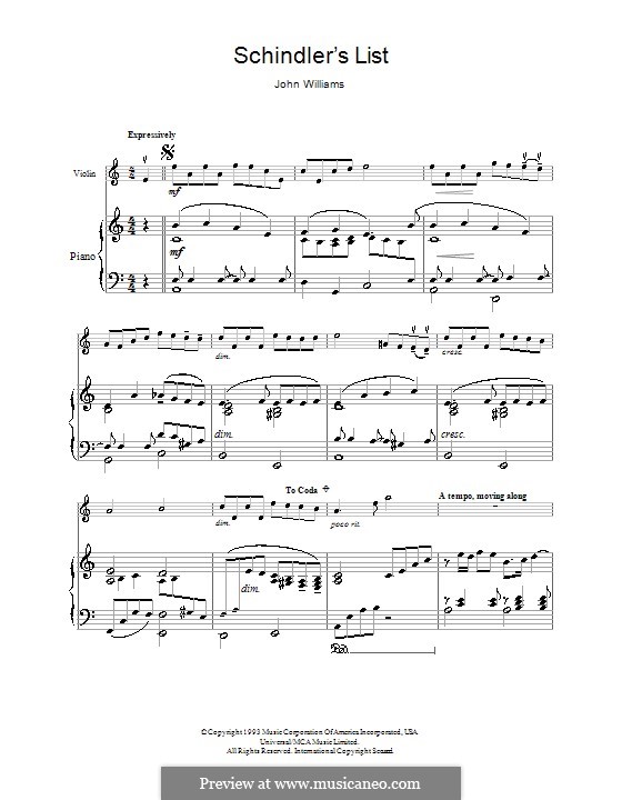 Theme from Schindler's List: Für Violine by John Williams