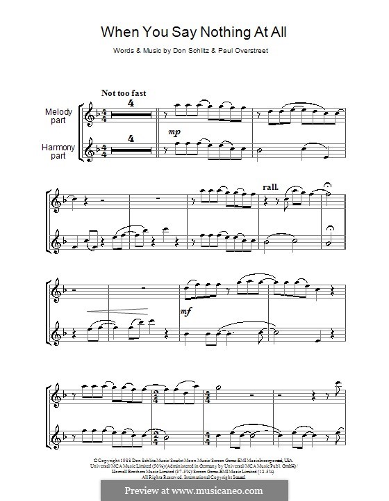When You Say Nothing at All (Alison Krauss & Union Station): Für zwei Flöten by Don Schlitz, Paul Overstreet