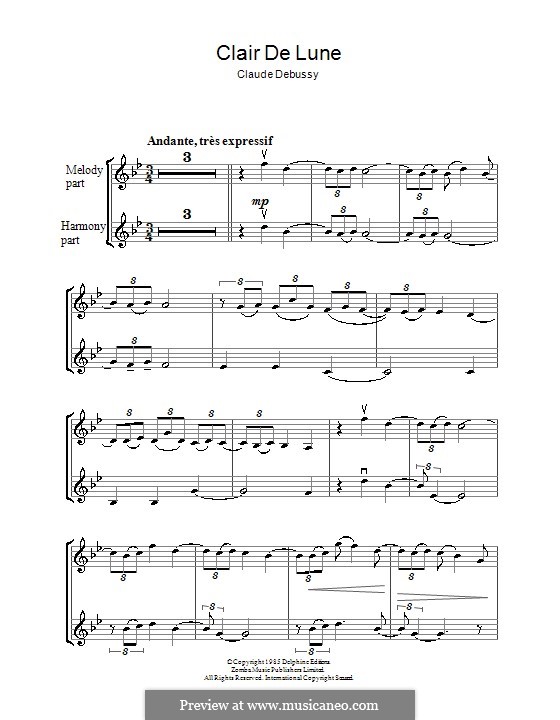 No.3 Clair de lune: Für Violine by Claude Debussy