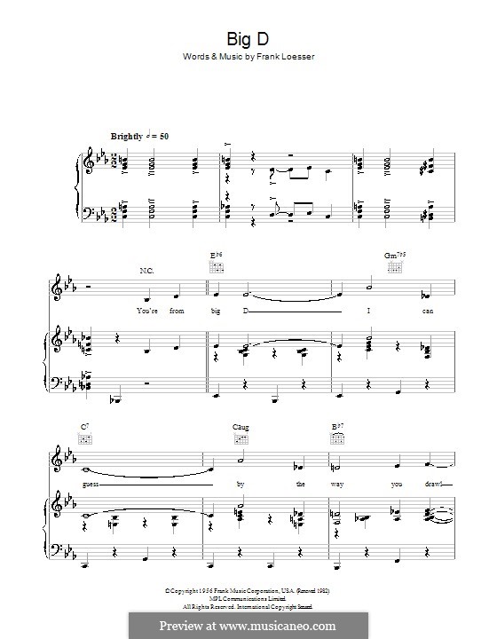Big D: Für Stimme und Klavier (oder Gitarre) by Frank Loesser