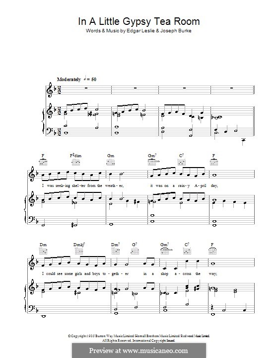 In a Little Gypsy Tea Room: Für Stimme und Klavier (oder Gitarre) by Joe Burke, Edgar Leslie