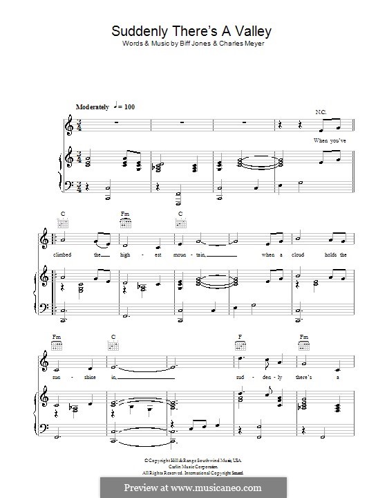 Suddenly There's a Valley (Lee Lawrence): Für Stimme und Klavier (oder Gitarre) by Biff Jones, Chuck Meyer