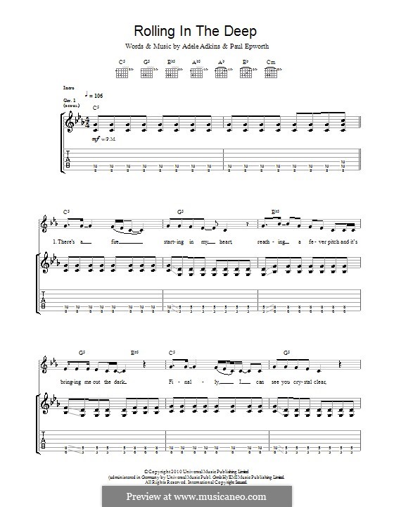 Instrumental version: Für Gitarre mit Tab by Adele, Paul Epworth