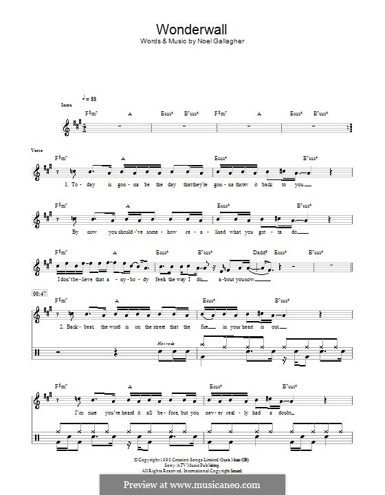 Wonderwall (Oasis): Für Trommeln by Noel Gallagher