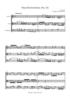 Nr.14 in B-dur, BWV 800: Für Streichtrio by Johann Sebastian Bach