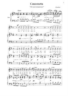Chi vuole innamorarsi: Piano-vocal score, solo part (D Major) by Alessandro Scarlatti