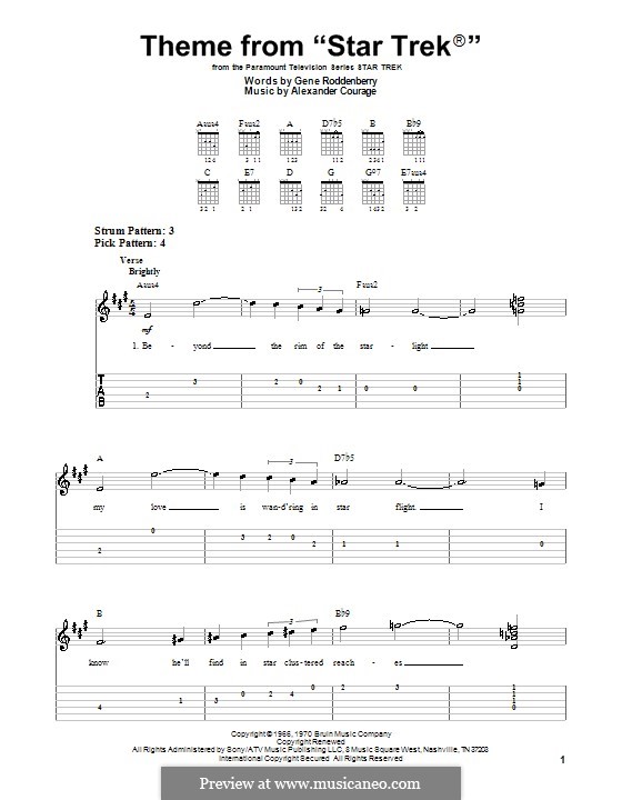 Star Trek. Theme: Für Gitarre by Alexander Courage