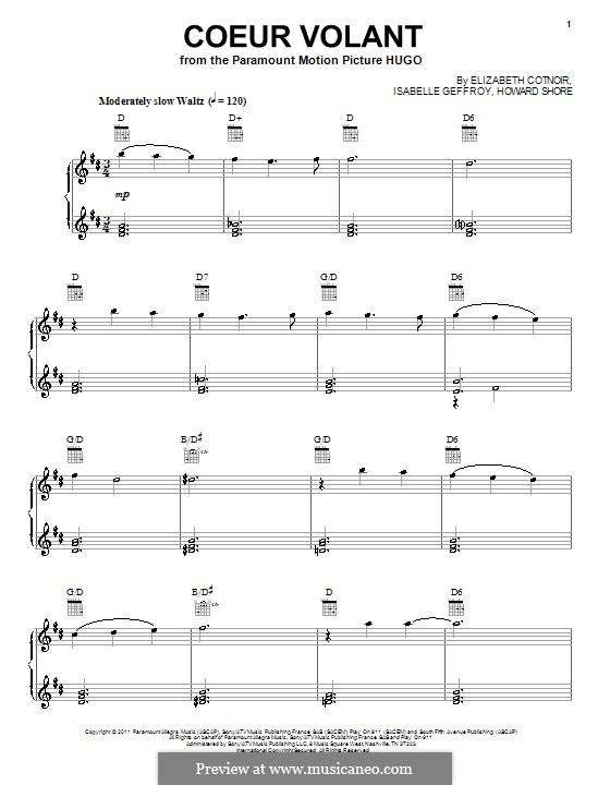 Coeur Volant: Für Stimme und Klavier (oder Gitarre) by Howard Shore, Isabelle Geffroy