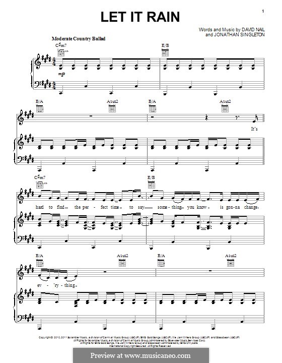 Let it Rain: Für Stimme und Klavier (oder Gitarre) by Jonathan Singleton, David Brent Nail