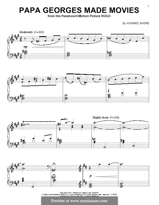 Papa Georges Made Movies: Für Klavier by Howard Shore