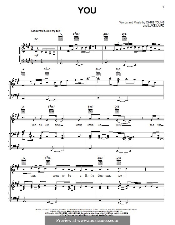 You: Für Stimme und Klavier (oder Gitarre) by Luke Laird, Chris Young