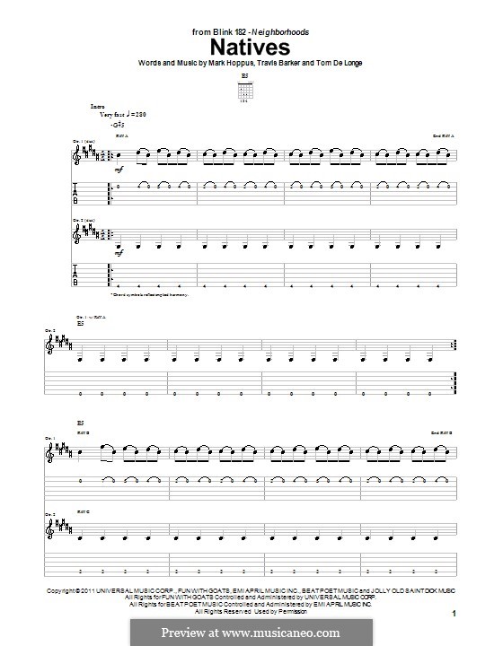 Natives (Blink-182): Für Gitarre by Mark Hoppus, Travis Barker