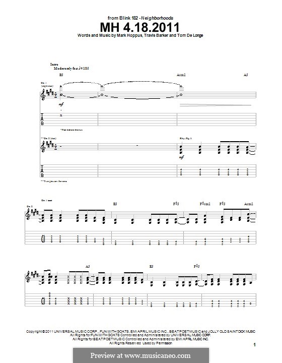 MH 4.18.2011 (Blink-182): Für Gitarre by Mark Hoppus, Travis Barker