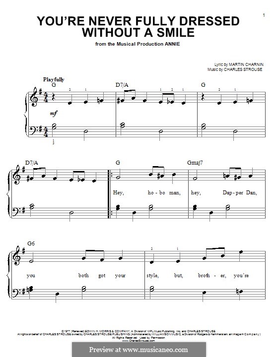 You're Never Fully Dressed without a Smile: Für Klavier by Charles Strouse