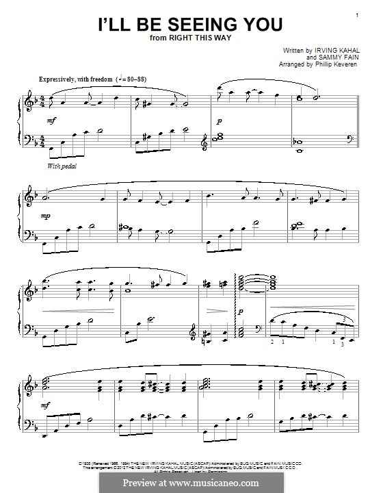 I'll Be Seeing You: Für Klavier by Irving Kahal, Sammy Fain