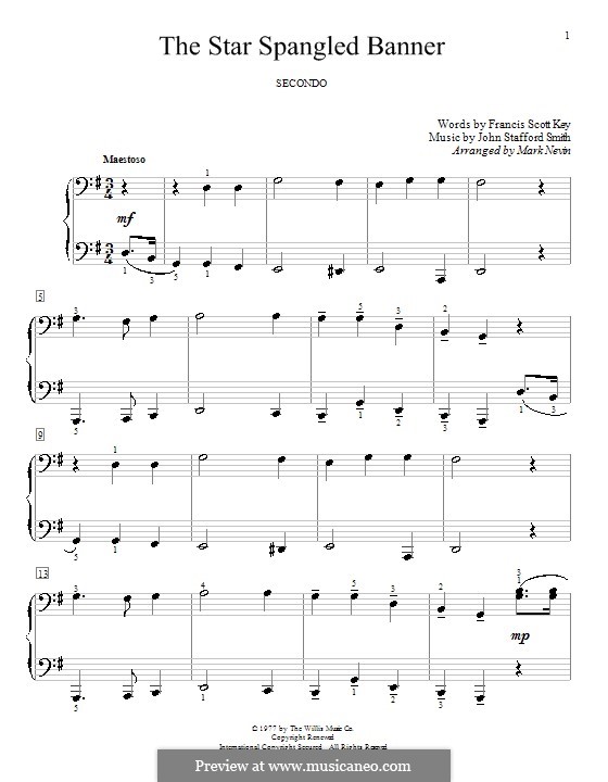 Piano version: For four hands by John Stafford Smith