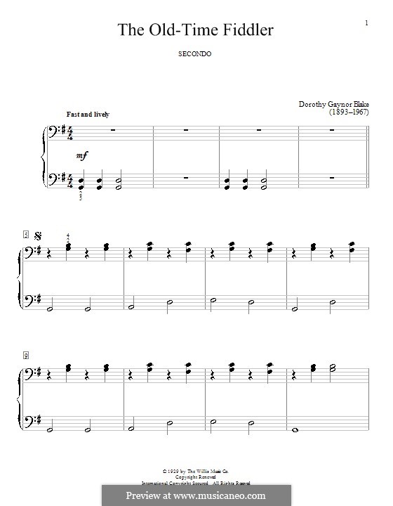 The Old-Time Fiddler: Für Klavier, vierhändig by Dorothy Gaynor Blake