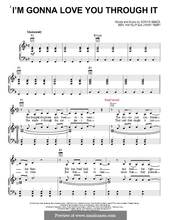 I'm Gonna Love You Through it (Martina McBride): Für Stimme und Klavier (oder Gitarre) by Ben Hayslip, Jimmy Yeary, Sonya Isaacs