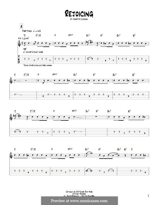 Rejoicing: For Gitarre (mit Tabulatur) by Ornette Coleman