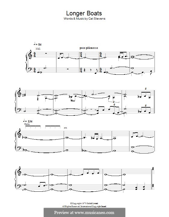Longer Boats: Für Stimme und Klavier (oder Gitarre) by Cat Stevens