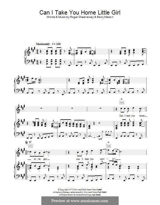 Can I Take You Home Little Girl (The Drifters): Für Stimme und Klavier (oder Gitarre) by Barry Mason, Roger Greenaway