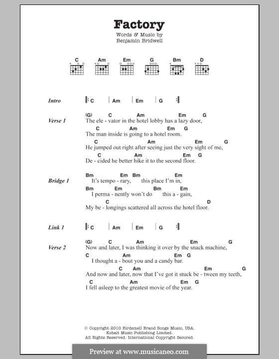 Factory (Band of Horses): Melodische Linie by Benjamin Bridwell