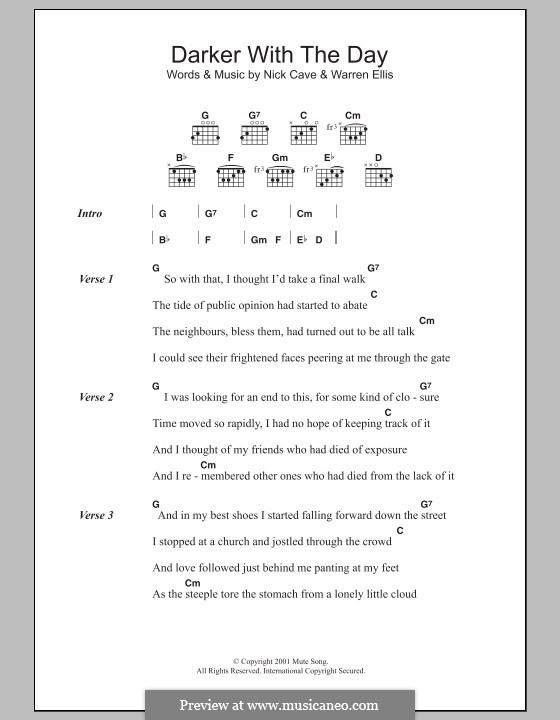 Darker with the Day: Text und Akkorde by Nick Cave, Warren Ellis