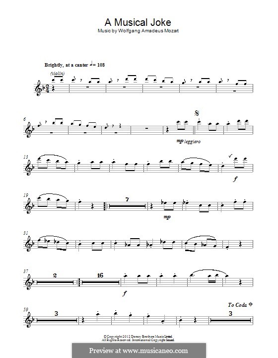 Ein Musikalischer Spass, K.522: Presto, für Flöte by Wolfgang Amadeus Mozart