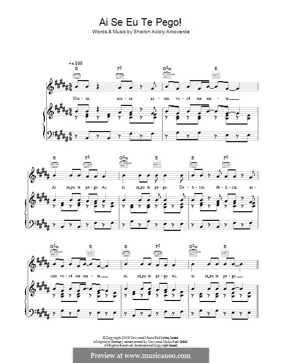 Ai Se Eu Te Pego (Michel Telo): Für Stimme und Klavier (oder Gitarre) by Sharon Acioly Arcoverde