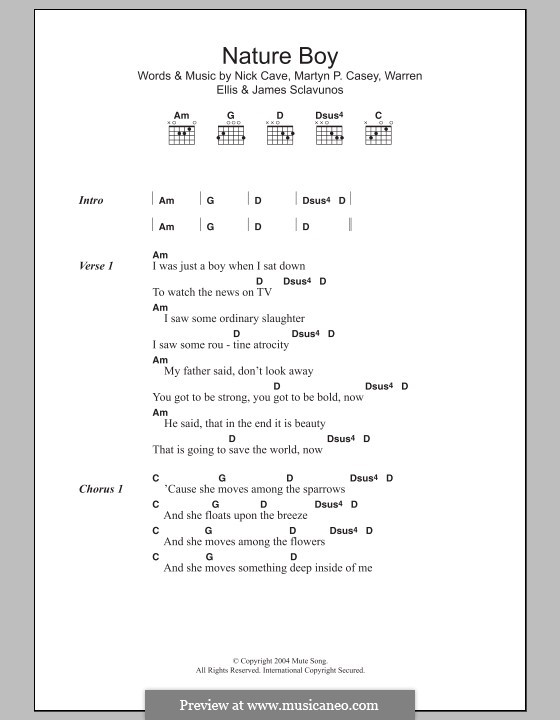 Nature Boy : Text und Akkorde by Jim Sclavunos, Martyn Casey, Nick Cave, Warren Ellis