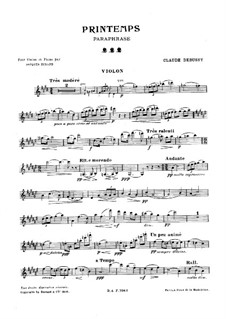 Printemps: Paraphrase, for Violin and Piano by Claude Debussy