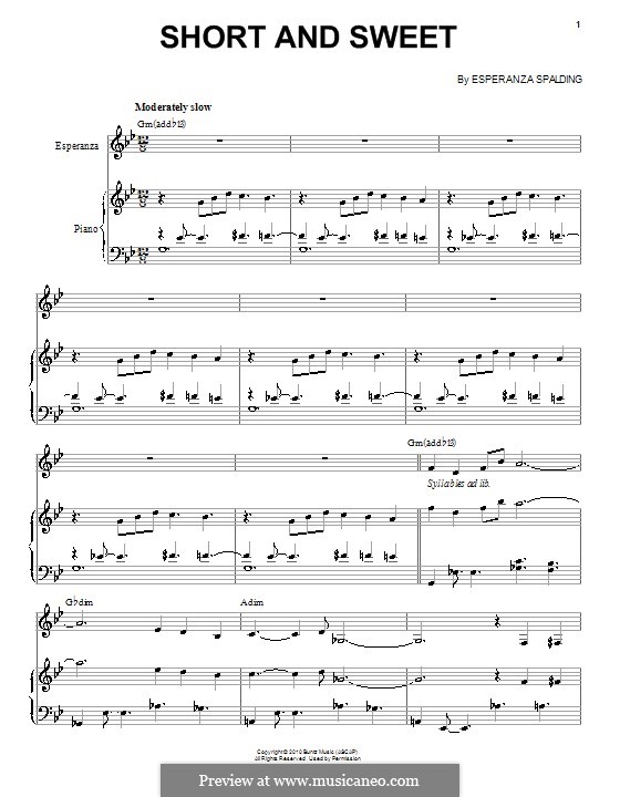Short and Sweet: Für Stimme und Klavier by Esperanza Spalding