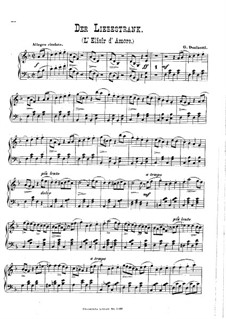 Der Liebestrank: Ausgewählte Melodien, für Klavier by Gaetano Donizetti