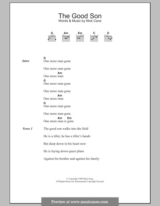 The Good Son: Text und Akkorde by Nick Cave