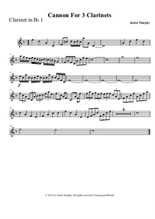 Canon For 3 Clarinets: Klarinettenstimme I by Justin Murphy