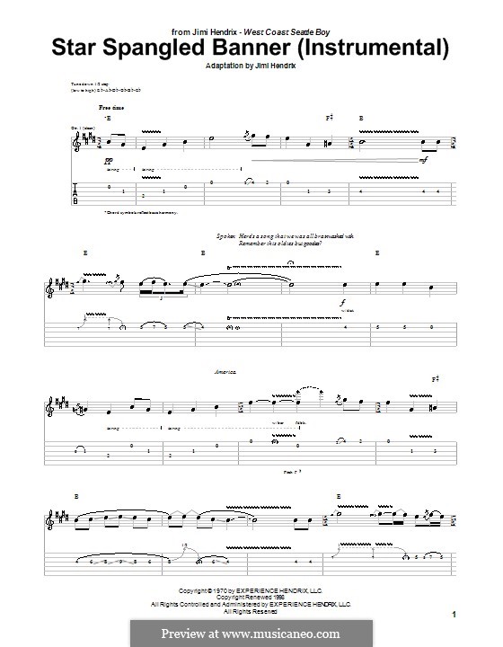 Instrumental version (one instrument): Für Gitarre mit Tab by John Stafford Smith