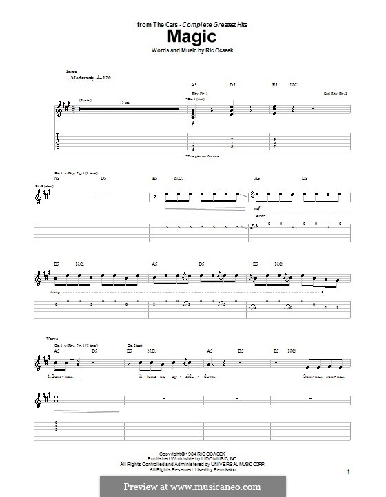 Magic (The Cars): Für Gitarre mit Tab by Ric Ocasek