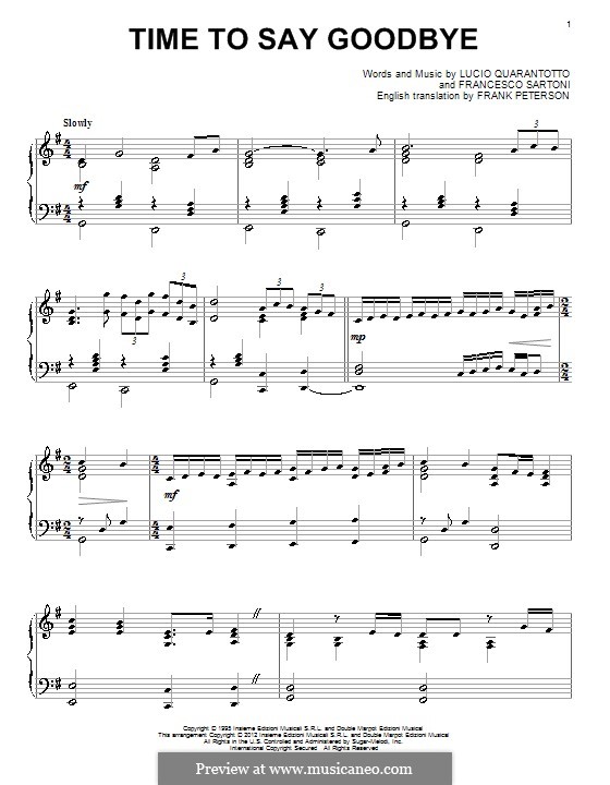 Time to Say Goodbye (Con te partirò): Für Klavier by Francesco Sartori