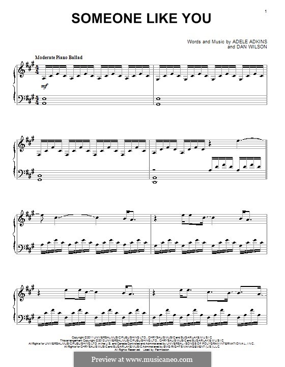 Someone Like You Von Adele D Wilson Noten Auf Musicaneo fur klavier