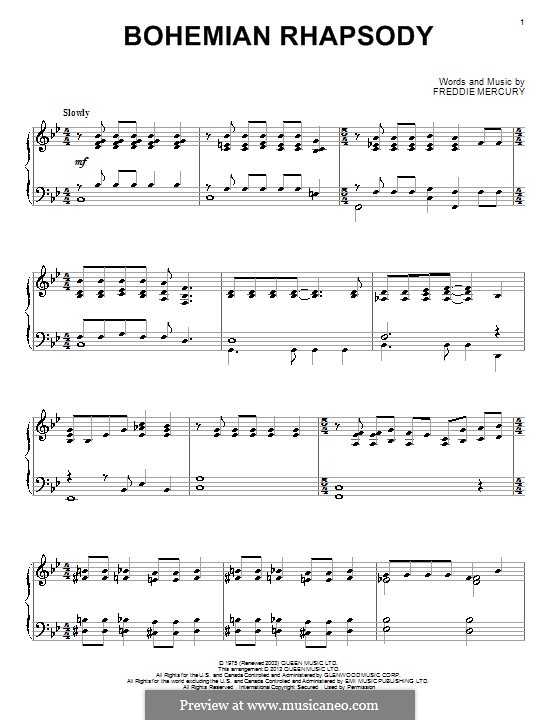 Instrumental version: Für Klavier by Freddie Mercury