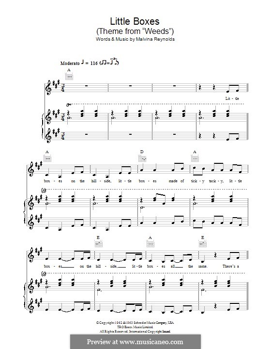 Little Boxes (Theme from 'Weeds') von M. Reynolds Noten auf MusicaNeo