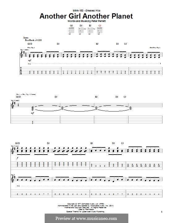 Another Girl, Another Planet: Für Gitarre (Blink-182) by Peter Perrett