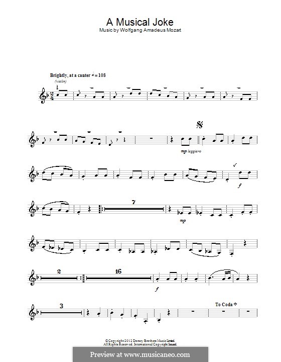 Ein Musikalischer Spass, K.522: Presto, für Altsaxophon by Wolfgang Amadeus Mozart