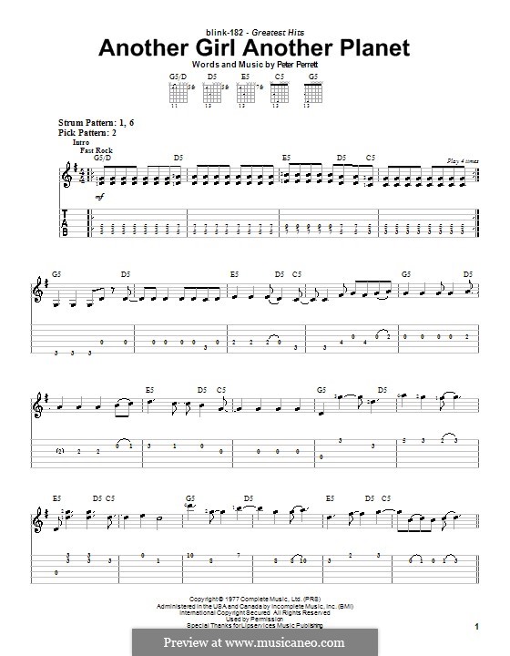 Another Girl, Another Planet: Für Gitarre (Blink-182) by Peter Perrett