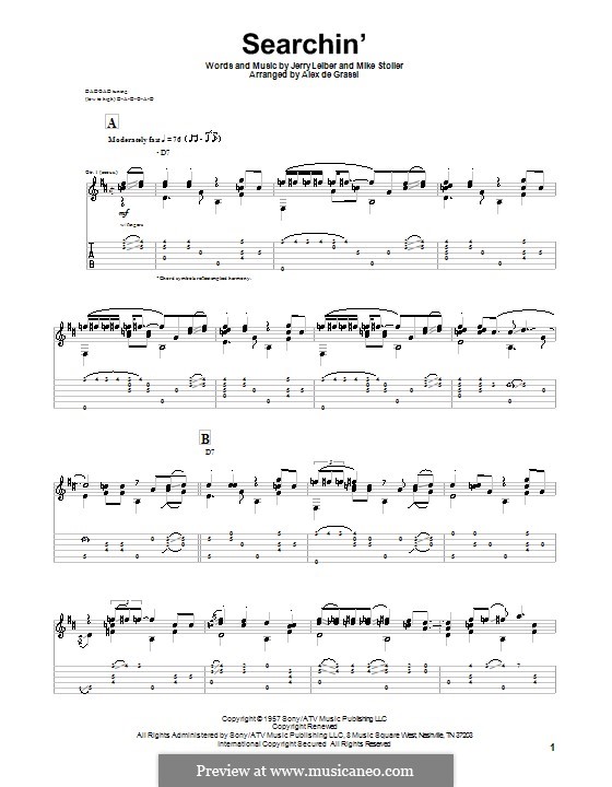 Searchin' (The Coasters): Für Gitarre by Jerry Leiber, Mike Stoller