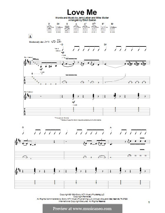 Love Me (Elvis Presley): Für Gitarre by Jerry Leiber, Mike Stoller