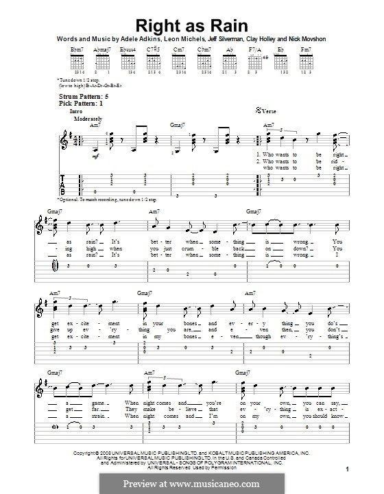 Right as Rain: Für Gitarre by Adele, Jeffrey Silverman, Leon Michels